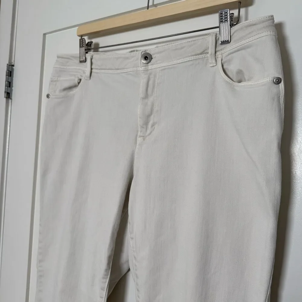 J Jill Denim Authentic Fit Slim Ankle Pants Womens Plus Sz 16 Beige Stretch